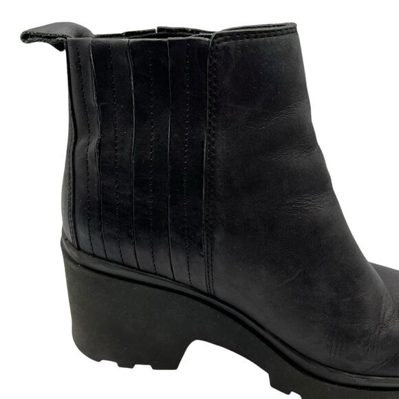 Eileen Fisher Womens 8 Kat Leather Platform Ankle Boots Booties Black 3" Heel - Picture 4 of 13